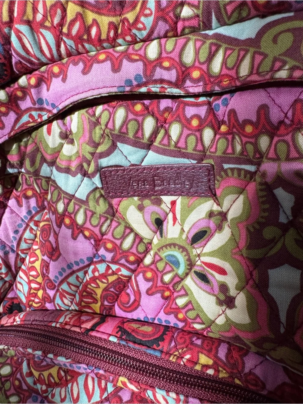 Vera Bradley Pink Paisley Floral Quilted Backpack